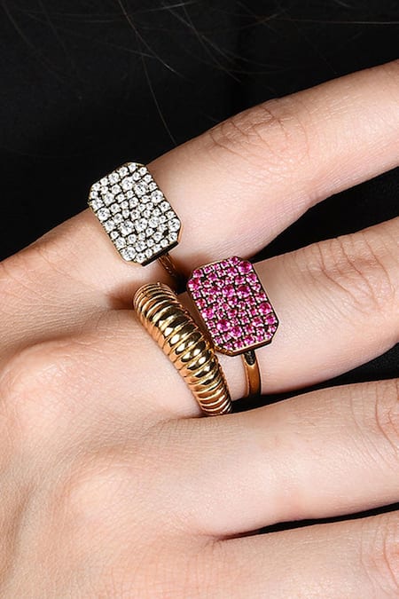 Arvino Gold Plated Crystals Roseate Bullion Finery Ring