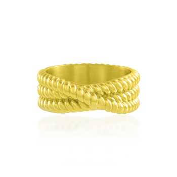 Arvino_Gold Plated Intertwined Rope Ring _Online_at_Aza_Fashions