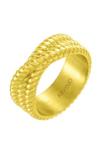Buy_Arvino_Gold Plated Intertwined Rope Ring _Online_at_Aza_Fashions
