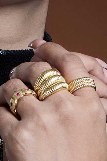 Shop_Arvino_Gold Plated Intertwined Rope Ring 