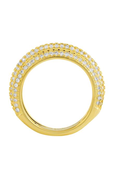 Shop_Arvino_Gold Plated Crystals Glitzy Star Studded Band Ring _Online_at_Aza_Fashions