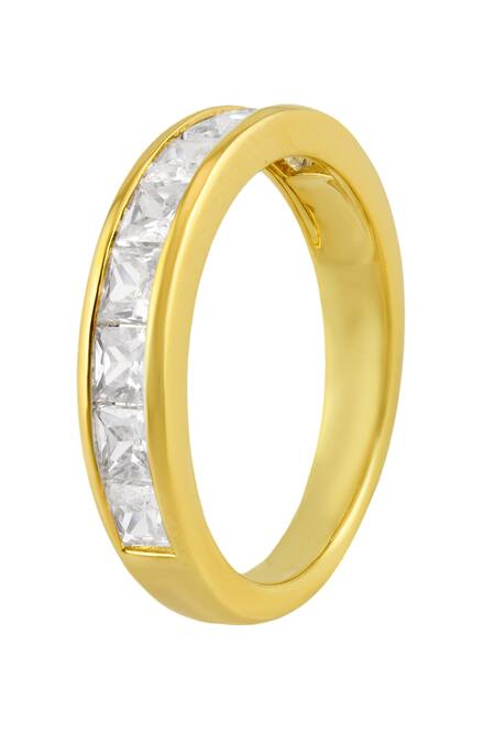 Shop_Arvino_Gold Plated Crystals Classic Facet Embellished Ring _Online_at_Aza_Fashions