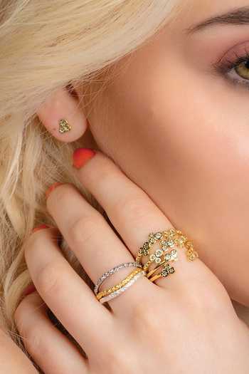 Arvino_Gold Plated Crystals Constellation Astrid Open Ring _Online_at_Aza_Fashions
