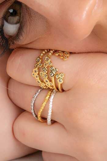 Buy_Arvino_Gold Plated Crystals Constellation Astrid Open Ring _Online_at_Aza_Fashions