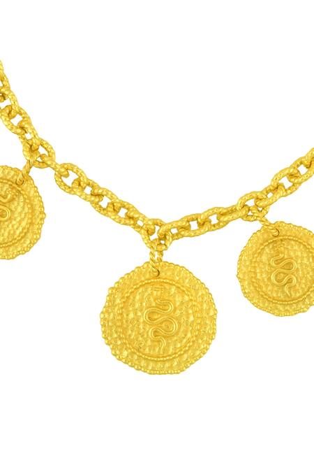 Arvino_Gold Plated Medallion Of The Serpent Anklet-single Pc _Online_at_Aza_Fashions