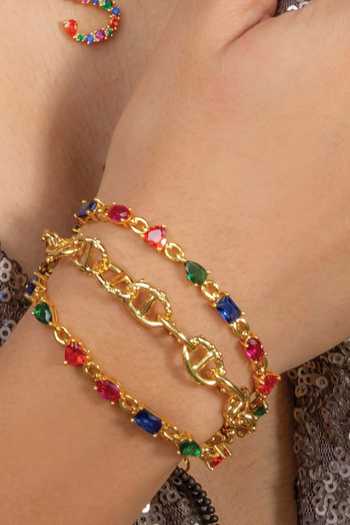 Arvino_Gold Plated Crystals Multihued Crescendo Bracelet-single Pc _Online_at_Aza_Fashions