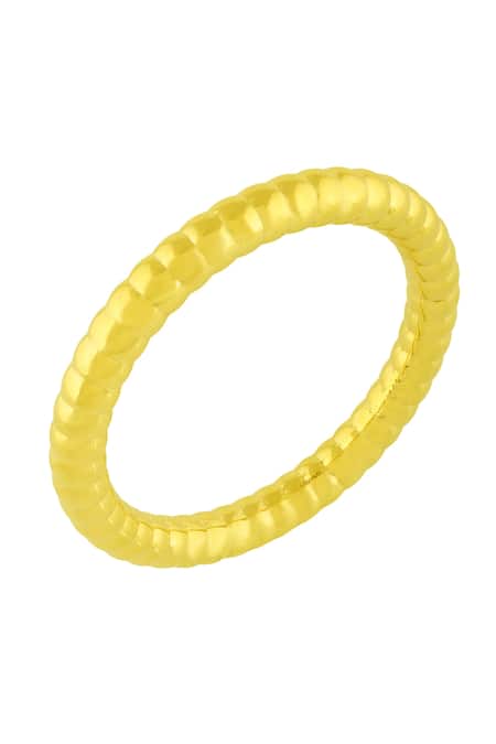 Arvino_Gold Plated Sculpted Ridge Bangle _Online_at_Aza_Fashions