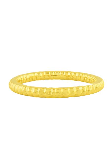 Arvino_Gold Plated Etched Furrowed Bangle _Online_at_Aza_Fashions