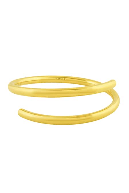 Shop Arvino Gold Plated Radiant Crossover Bangle at Aza Fashions Shop_Arvino_Gold Plated Radiant Crossover Bangle _at_Aza_Fashions