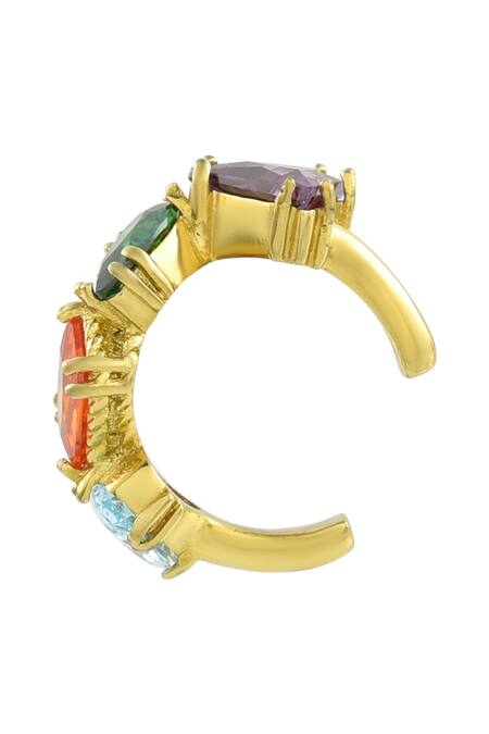 Arvino_Gold Plated Crystals Chromatic Cascade Ear Cuff-single Pc _Online_at_Aza_Fashions