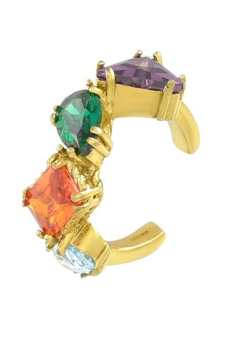 Buy_Arvino_Gold Plated Crystals Chromatic Cascade Ear Cuff-single Pc _Online_at_Aza_Fashions
