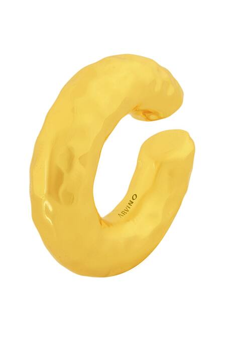 Arvino_Gold Plated Distressed Wrinkled Ear Cuff _Online_at_Aza_Fashions
