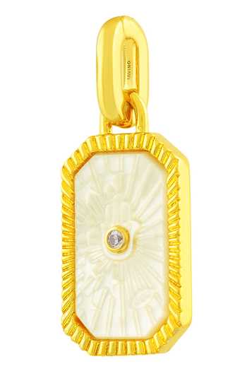 Shop Arvino Gold Plated Mystic Mother Of Pearl Embellished Talisman Charm at Aza Fashions Shop_Arvino_Gold Plated Mystic Mother Of Pearl Embellished Talisman Charm _at_Aza_Fashions