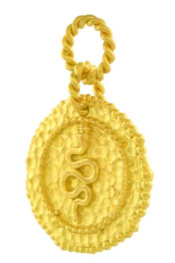 Buy_Arvino_Gold Plated Embossed Snake Coin Charm _Online_at_Aza_Fashions