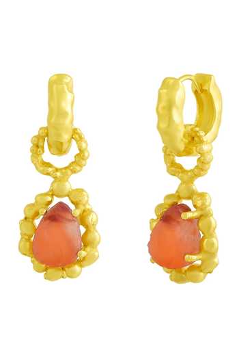 Arvino Gold Plated Stones, Beads Carnelian Studded Mineral Claw Drops Online at Aza Fashions Arvino_Gold Plated Stones, Beads Carnelian Studded Mineral Claw Drops _Online_at_Aza_Fashions