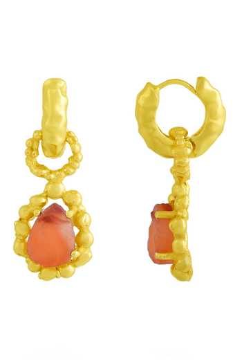 Buy Arvino Gold Plated Stones, Beads Carnelian Studded Mineral Claw Drops Online at Aza Fashions Buy_Arvino_Gold Plated Stones, Beads Carnelian Studded Mineral Claw Drops _Online_at_Aza_Fashions