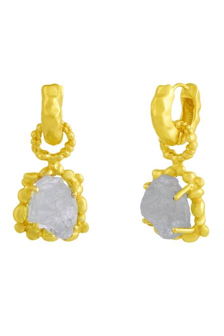 Arvino_Gold Plated Stones Aquamarine Sorcery Embellished Drops _Online_at_Aza_Fashions