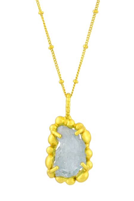 Shop_Arvino_Gold Plated Aquamarine Sorcery Crystal Studded Pendant Necklace _Online_at_Aza_Fashions