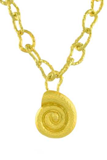 Shop Arvino Gold Plated Textured Coral Shell Carved Link Necklace at Aza Fashions Shop_Arvino_Gold Plated Textured Coral Shell Carved Link Necklace _at_Aza_Fashions