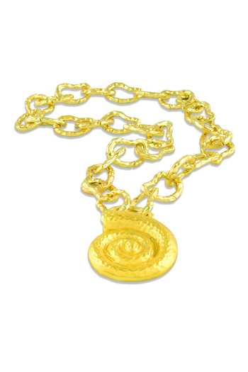 Shop Arvino Gold Plated Textured Coral Shell Carved Link Necklace Online at Aza Fashions Shop_Arvino_Gold Plated Textured Coral Shell Carved Link Necklace _Online_at_Aza_Fashions
