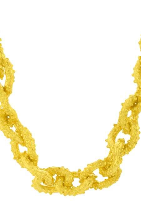 Shop_Arvino_Gold Plated Peppercorn Massy Link Necklace _Online_at_Aza_Fashions