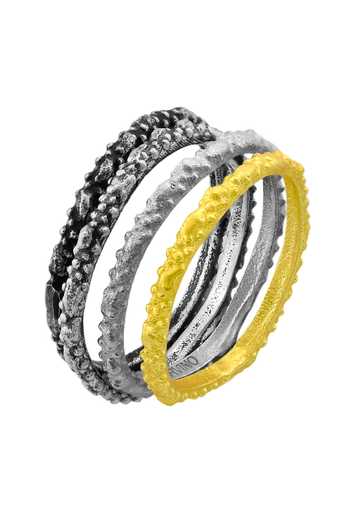 Arvino Granulated Multitone Stack Ring 