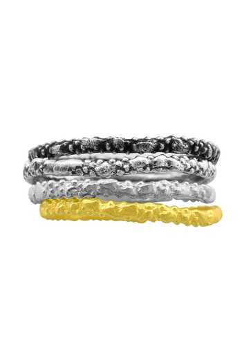 Shop_Arvino_Gold Plated Granulated Multitone Stack Ring 
