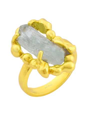Arvino_Gold Plated Stones Aquamarine Sorcery Studded Ring _at_Aza_Fashions