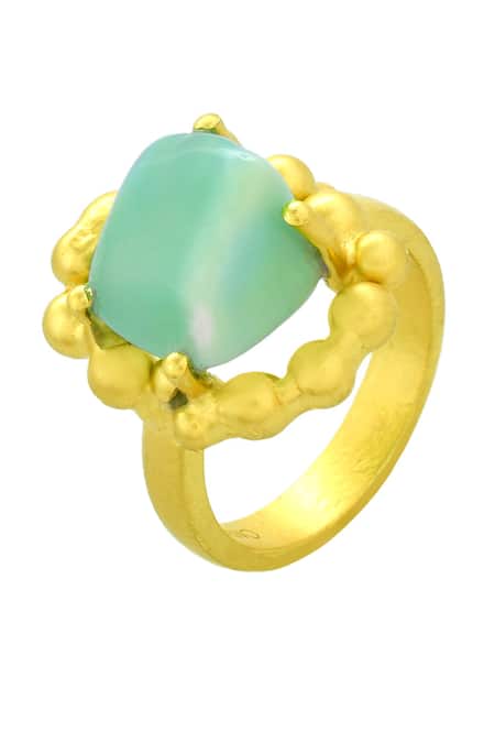 Shop Arvino Gold Plated Chrysoprase Stone Studded Enchanter Ring at Aza Fashions Shop_Arvino_Gold Plated Chrysoprase Stone Studded Enchanter Ring _at_Aza_Fashions