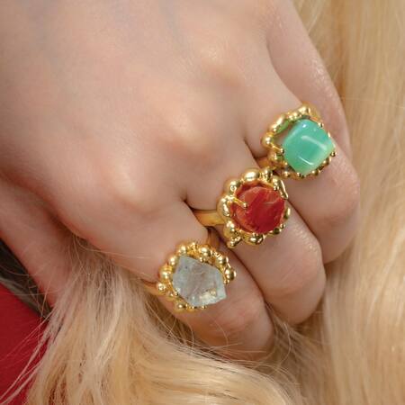 Buy Arvino Gold Plated Chrysoprase Stone Studded Enchanter Ring Online at Aza Fashions Buy_Arvino_Gold Plated Chrysoprase Stone Studded Enchanter Ring _Online_at_Aza_Fashions