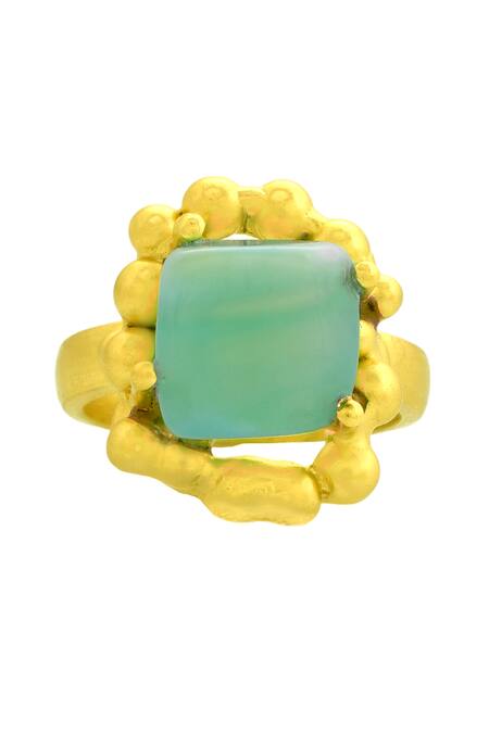 Shop_Arvino_Gold Plated Chrysoprase Stone Studded Enchanter Ring _Online_at_Aza_Fashions