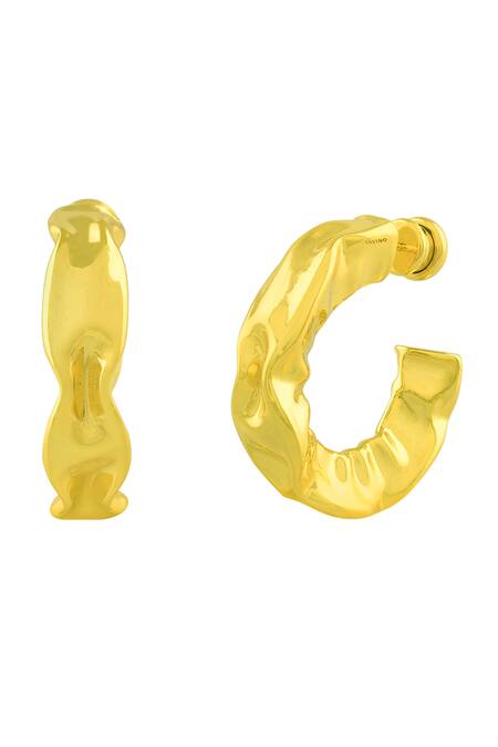 Buy_Arvino_Gold Plated Hammered Small Hoops _Online_at_Aza_Fashions