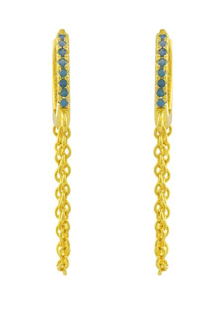 Arvino_Gold Plated Stones Embellished Lobe Chain Huggies _Online_at_Aza_Fashions