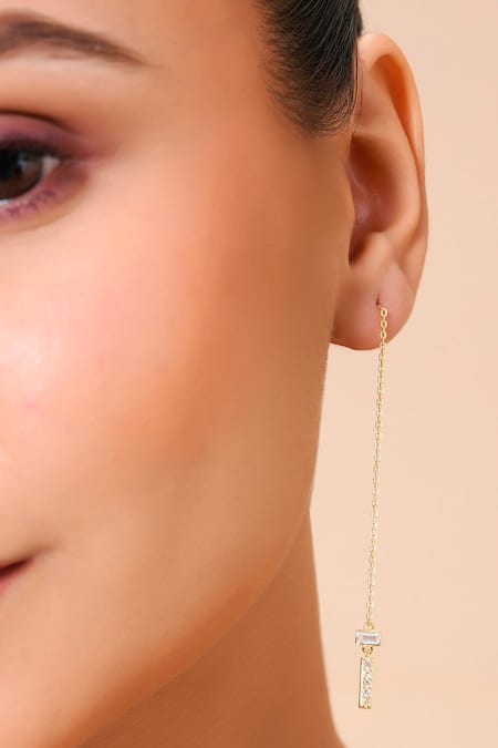 Arvino Petite Crystal Chain Threader Earrings 