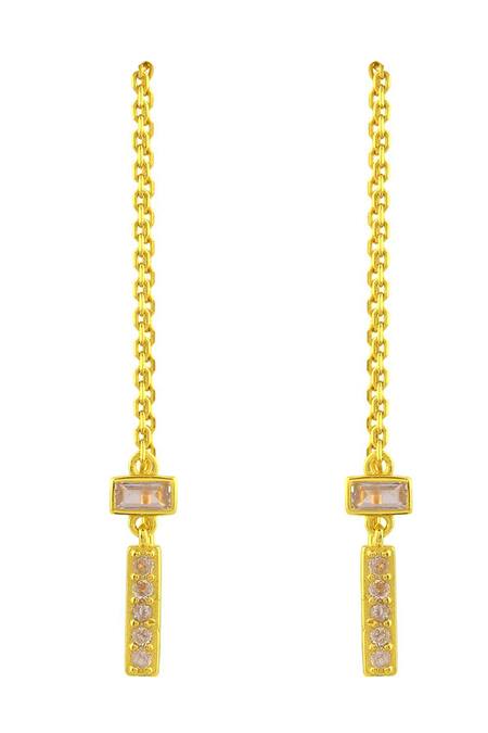 Buy_Arvino_Gold Plated Crystals Petite Chain Threader Earrings _Online_at_Aza_Fashions