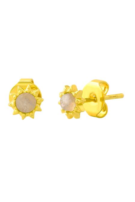 Arvino_Gold Plated Lace Mystical Labradorite Studs _Online_at_Aza_Fashions