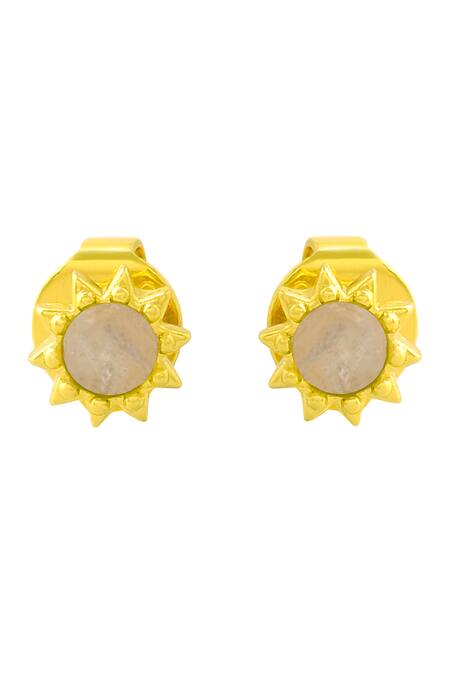 Buy_Arvino_Gold Plated Lace Mystical Labradorite Studs _Online_at_Aza_Fashions