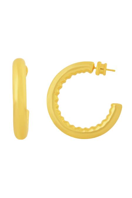 Arvino_Gold Plated Artisan Inlay Hoops _Online_at_Aza_Fashions