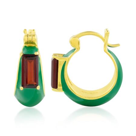 Buy_Arvino_Gold Plated Stones Garnet Forest Huggies _Online_at_Aza_Fashions