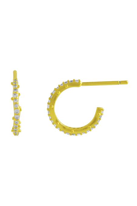 Arvino_Gold Plated Zari Studded Sculpt Hoops Small _Online_at_Aza_Fashions