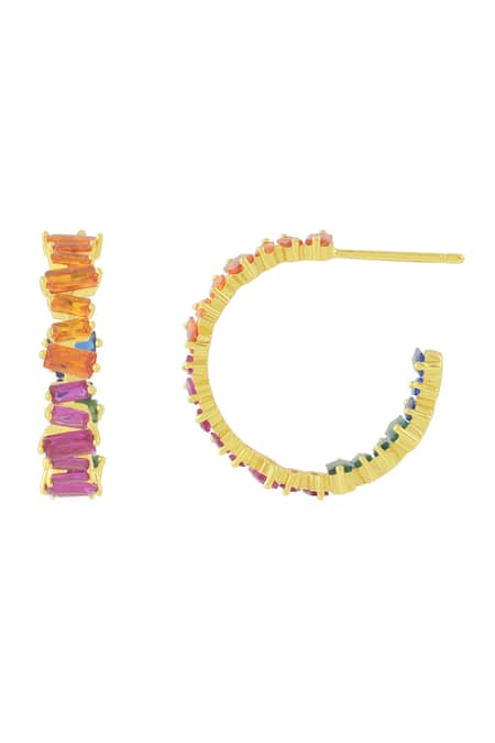 Arvino_Multi Color Stones Kaleidoscope Hoops Medium _Online_at_Aza_Fashions