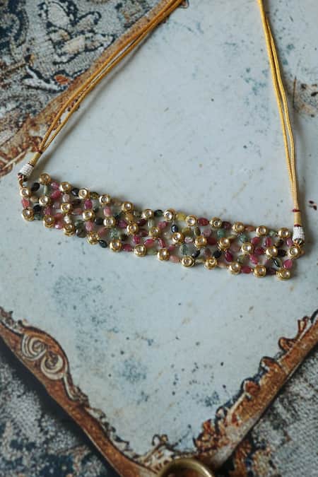 Do Taara Natural Stone Embellished Choker Necklace 