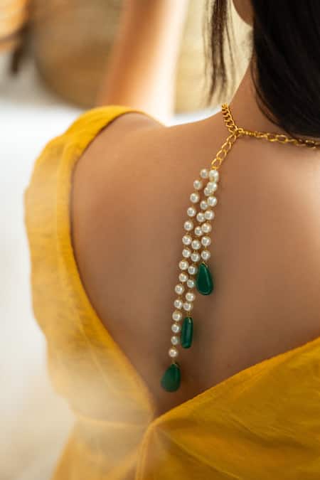 Do Taara_White Pearl Embellished Multistrand Choker Necklace _Online_at_Aza_Fashions