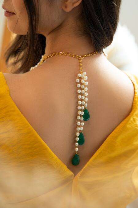 Do Taara_White Pearl Embellished Multistrand Choker Necklace _at_Aza_Fashions