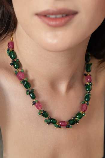 Buy Do Taara Pink Onyx Embellished Necklace Online at Aza Fashions Buy_Do Taara_Pink Onyx Embellished Necklace _Online_at_Aza_Fashions
