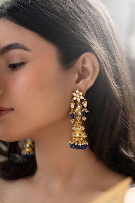 Do Taara Kundan & Lapis Lazuli Embellished Earrings 