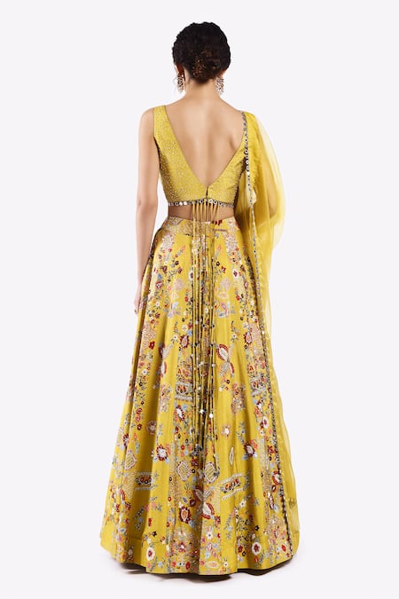 Onaya Floral Cutdana Embellished Lehenga Set 