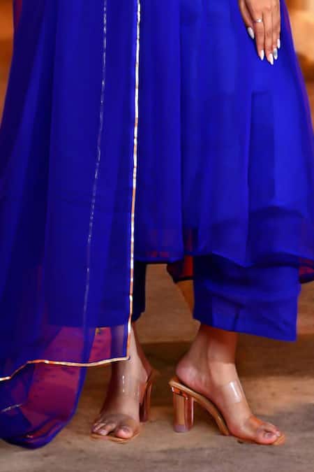 Buy Bannhi By Priyanka Rathore Blue Georgette Embroidery Round Neck Bodice Anarkali Pant Set Online at Aza Fashions Buy_Bannhi By Priyanka Rathore_Blue Georgette Embroidery Round Neck Bodice Anarkali Pant Set _Online_at_Aza_Fashions