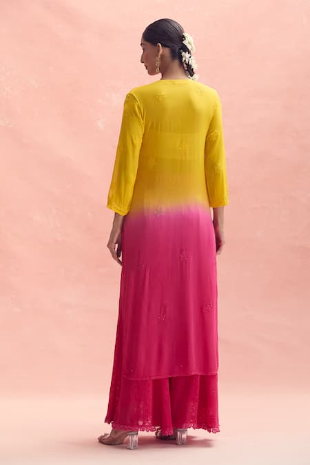 LABEL AISHWARYRIKA Blazing Fire Chikankari Kurta Palazzo Set 