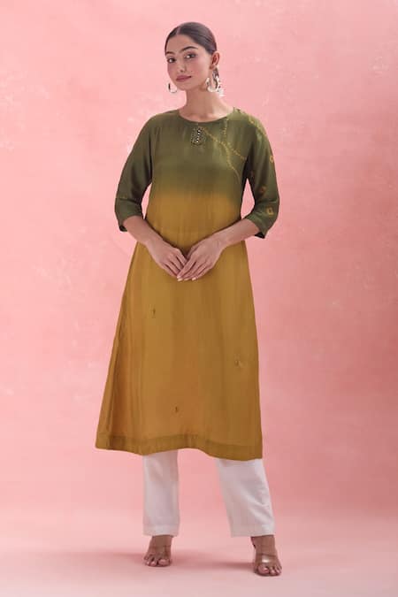 Medha Placed Bandhani Pattern Ombre Tunic 